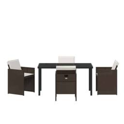Berkfield Home 5 Piece Garden Dining Set with Cushions Brown Poly Rattan - thumbnail 7