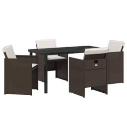 Berkfield Home 5 Piece Garden Dining Set with Cushions Brown Poly Rattan - thumbnail 2