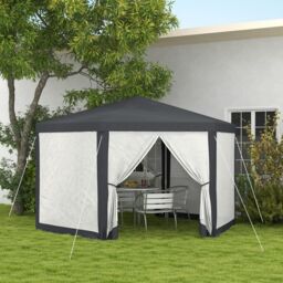 OUTSUNNY Hexagonal Gazebo Patio, Outdoor Canopy Patio Party Tent Dark Grey - thumbnail 1