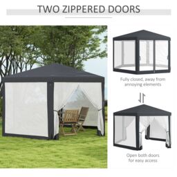 OUTSUNNY Hexagonal Gazebo Patio, Outdoor Canopy Patio Party Tent Dark Grey - thumbnail 6