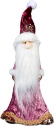Shatchi 66cm Burgundy Santa - Christmas Figurine in Pink - thumbnail 3