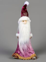 Shatchi 66cm Burgundy Santa - Christmas Figurine in Pink