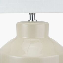 Ruma Small Crackle Effect Table Lamp Cream Ceramic Base White Drum Shade - thumbnail 4