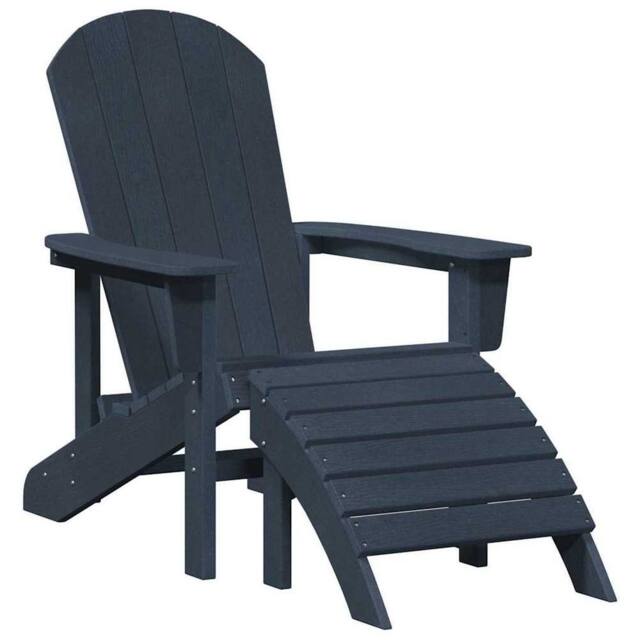 Berkfield Home Adirondack Chair with Footrest Navy Blue HDPE - image 1