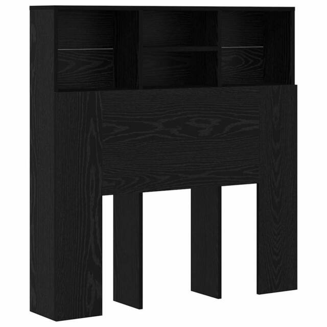 Berkfield Home Headboard Cabinet Black oak 100 x 19 x 103.5 cm Engineered wood - image 1