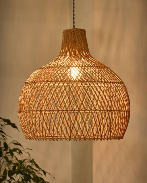 Dibor Traditional Rattan Teardrop Easy Fit Decor Ceiling Shade H45 x D46cm in Beige - image 1