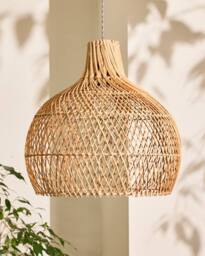 Dibor Traditional Rattan Teardrop Easy Fit Decor Ceiling Shade H45 x D46cm in Beige - thumbnail 2