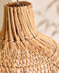 Dibor Traditional Rattan Teardrop Easy Fit Decor Ceiling Shade H45 x D46cm in Beige - thumbnail 4