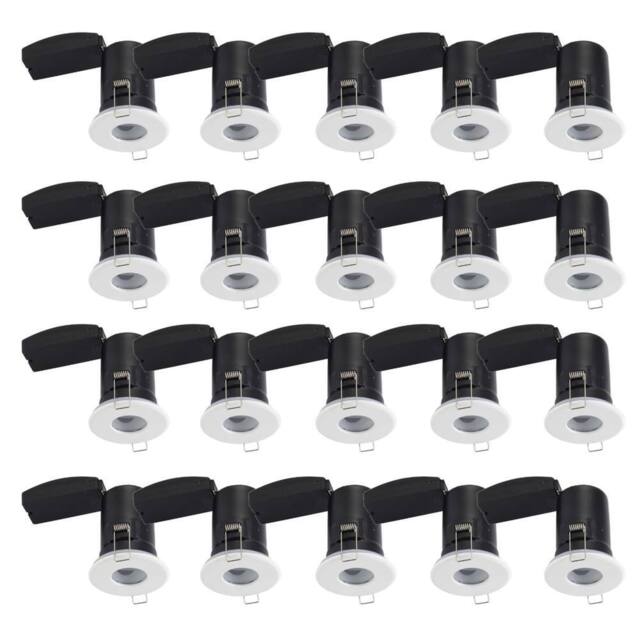 First Choice Lighting Set of 20 - White IP65 Bathroom Recessed Fire Rated Downlights - image 1