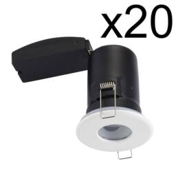 First Choice Lighting Set of 20 - White IP65 Bathroom Recessed Fire Rated Downlights - thumbnail 2