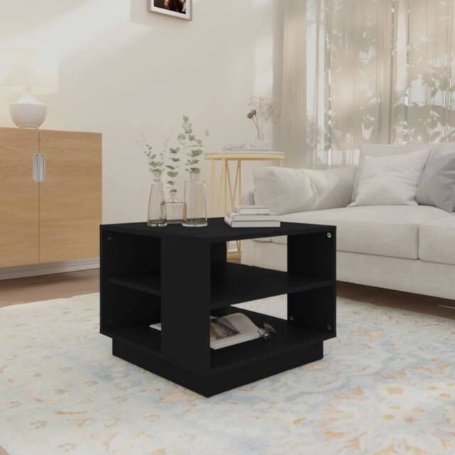 Berkfield Home Modern Coffee Table Black 55x55x43 cm Engineered Wood - Size: 55 x 55 x 43 cm - image 1