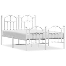 Berkfield Home Metal Bed Frame with Headboard & Footboard White 120x200 cm - Size: Small Double - thumbnail 1