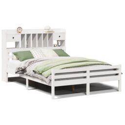 Berkfield Home Bookcase Bed without Mattress White 140x200cm Solid Wood Pine - Size: 140x200 cm - thumbnail 2
