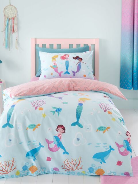 Catherine Lansfield 'Mermaid' Duvet Cover Set in Blue - Size: Double - image 1