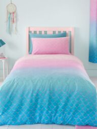 Catherine Lansfield 'Mermaid' Duvet Cover Set in Blue - Size: Double - thumbnail 2