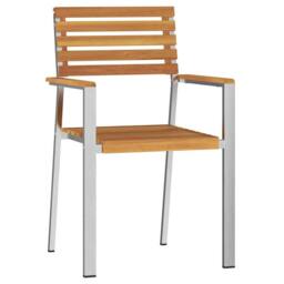 Berkfield Home Stackable Garden Chairs 4 pcs Solid Wood Acacia&Stainless Steel in Brown - thumbnail 1