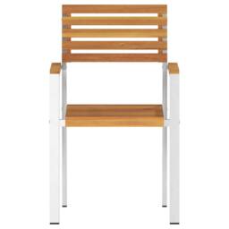 Berkfield Home Stackable Garden Chairs 4 pcs Solid Wood Acacia&Stainless Steel in Brown - thumbnail 5