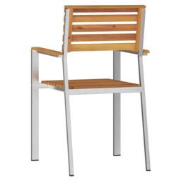 Berkfield Home Stackable Garden Chairs 4 pcs Solid Wood Acacia&Stainless Steel in Brown - thumbnail 7