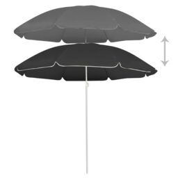 Berkfield Home Outdoor Parasol with Steel Pole Anthracite 180 cm in Black - thumbnail 2