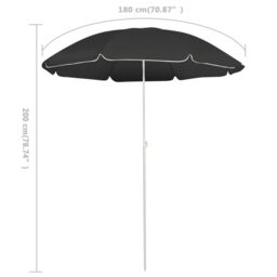 Berkfield Home Outdoor Parasol with Steel Pole Anthracite 180 cm in Black - thumbnail 5