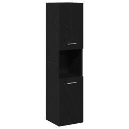 Berkfield Home Black Oak Bathroom Wall Cabinet, 30x30x130 cm, Made from Wood - Size: 30 x 30 x 130 cm - thumbnail 2