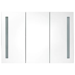 Berkfield Home LED Bathroom Mirror Cabinet 89x14x62 cm White & Oak - Size: 89 x 14 x 62 cm - thumbnail 3