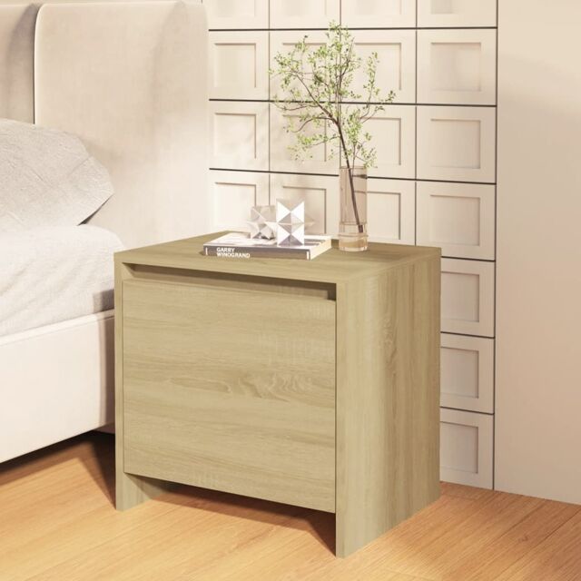 Berkfield Home Bedside Cabinet Sonoma Oak 45x34x44.5 cm Engineered Wood in Beige - image 1