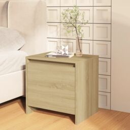 Berkfield Home Bedside Cabinet Sonoma Oak 45x34x44.5 cm Engineered Wood in Beige - thumbnail 1