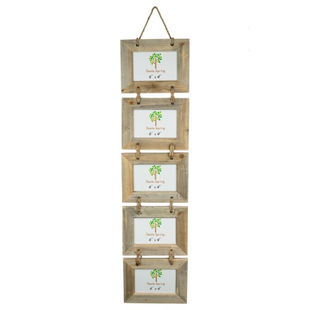 "Nicola Spring Rustic Wooden Hanging 5 Photo Frame - 6 x 4"" - Natural" - image 1