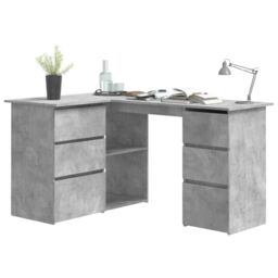 Berkfield Home Corner Desk Concrete Grey 145x100x76 cm Engineered Wood - Size: 145 x 100 x 76 cm - thumbnail 3