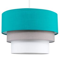 ValueLights Aztec Three Tier Drop Easy Fit Fabric Ceiling Pendant Light Lamp Shade in Teal - thumbnail 2