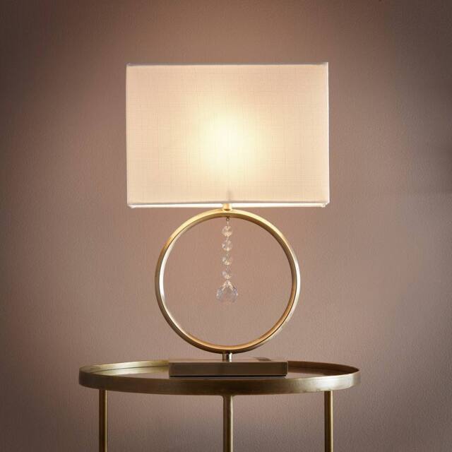 K LIVING Lizzy Antique Brass Table Lamp with Cream Shade in Gold - image 1