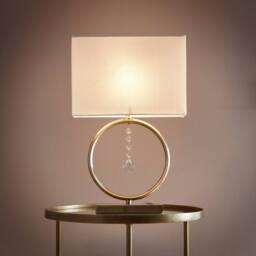 K LIVING Lizzy Antique Brass Table Lamp with Cream Shade in Gold - thumbnail 3