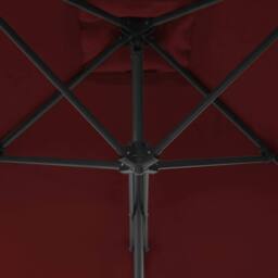 Berkfield Home Outdoor Parasol with Steel Pole Bordeaux Red 250x250x230 cm - Size: 250 x 250 x 230 cm - thumbnail 4
