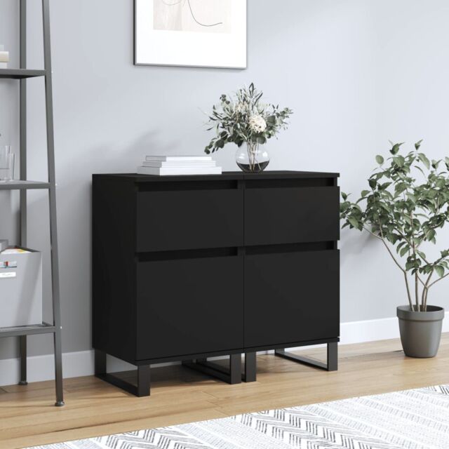 Berkfield Home Sideboards 2 pcs Black 40x35x70 cm Engineered Wood - Size: 40 x 35 x 70 cm - image 1