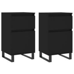 Berkfield Home Sideboards 2 pcs Black 40x35x70 cm Engineered Wood - Size: 40 x 35 x 70 cm - thumbnail 2