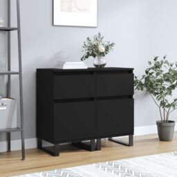Berkfield Home Sideboards 2 pcs Black 40x35x70 cm Engineered Wood - Size: 40 x 35 x 70 cm - thumbnail 1