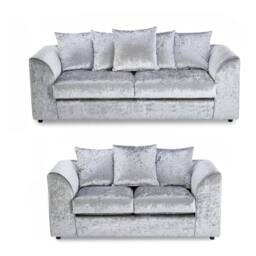 SNUG FURNITURE BIRMINGHAM LTD Venice Crushed Velvet 3+2 Silver Sofa Set - thumbnail 1