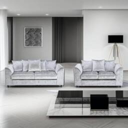 SNUG FURNITURE BIRMINGHAM LTD Venice Crushed Velvet 3+2 Silver Sofa Set - thumbnail 3