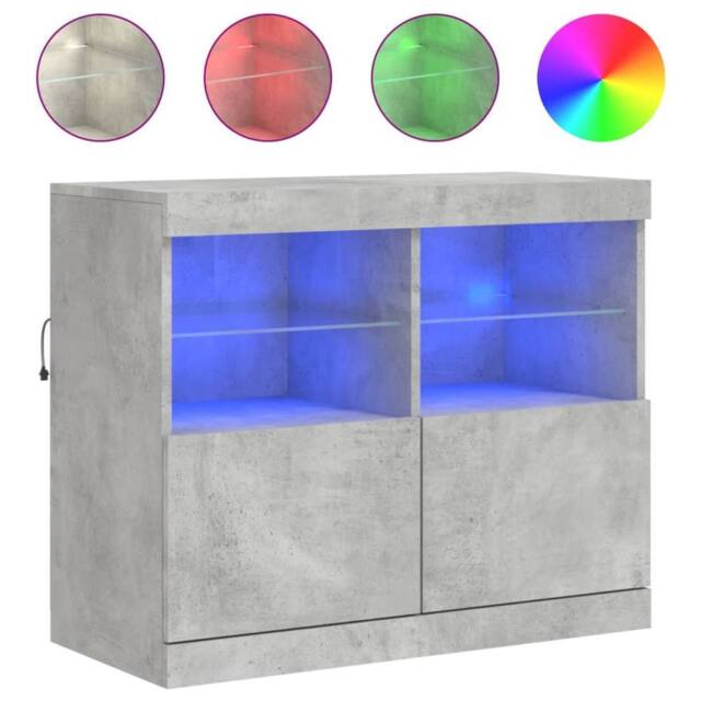 Berkfield Home Sideboard with LED Lights Concrete Grey 81x37x67 cm - Size: 81 x 37 x 67 cm - image 1