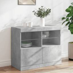 Berkfield Home Sideboard with LED Lights Concrete Grey 81x37x67 cm - Size: 81 x 37 x 67 cm - thumbnail 2