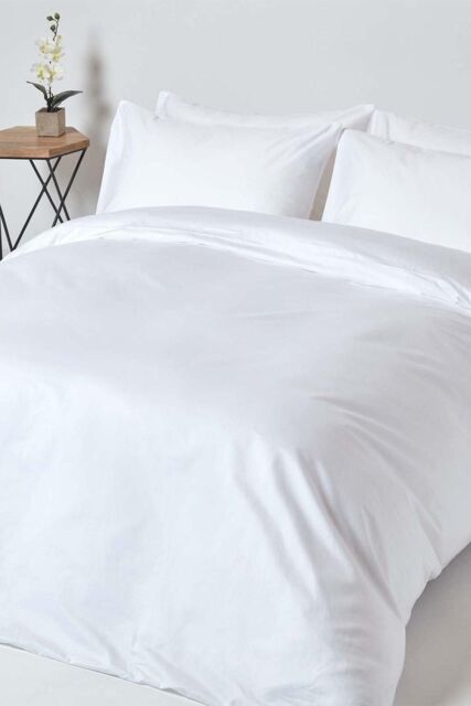 Homescapes Egyptian Cotton Duvet Cover with Pillowcase 1000 TC in White - Size: King - image 1