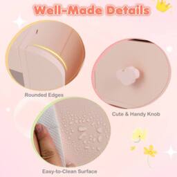 Costway Kids Vanity Table & Chair Set Dressing Table Set w/ Lighted Mirror in Pink - thumbnail 5
