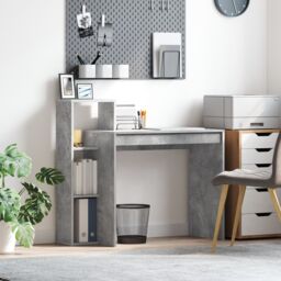 Berkfield Home Writing Desk Concrete grey Concrete-effect laminate, engineered wood - thumbnail 1