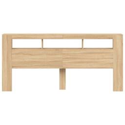 Berkfield Home LED Headboard Sonoma Oak 220x18.5x103.5 cm Engineered Wood in Brown - thumbnail 6