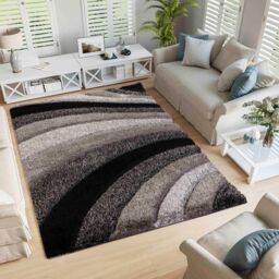 Desire Rugs Modern Soft Waves Shimmer Shaggy Area Rugs in Grey - Size: 80 cm x 150 cm - thumbnail 1
