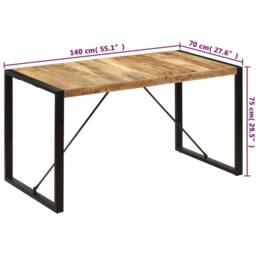 Berkfield Home Dense Dining Table 140x70x75 cm Solid Mango Wood in Brown - Size: 140 x 70 x 75 cm - thumbnail 8