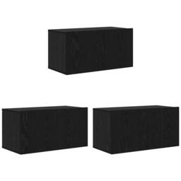 Berkfield Home TV Cabinet Set Black Oak Engineered wood Medium TV Cabinet - thumbnail 3