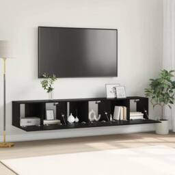 Berkfield Home TV Cabinet Set Black Oak Engineered wood Medium TV Cabinet - thumbnail 2