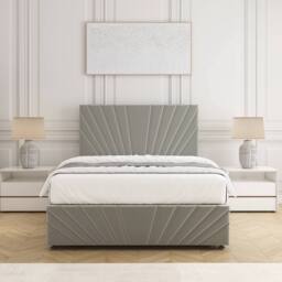 "BSSPOKE Rose Divan Bed Plush 24"" Headboard 2Drawers Same Side & No Mattress in Silver - Size: Small Double" - thumbnail 3